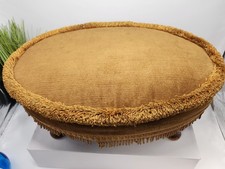 Vintage Sherbourne 1970s Oval Fringed Pouffe/Footstall Mustard/Yellow.