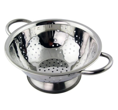 Stainless steel metal colander - steel,