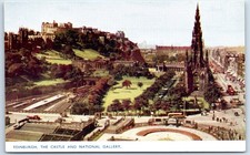 Postcard Edinburgh Scotland Castle and National Gallery