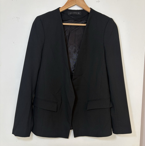 Zara woman black collarless - woman,