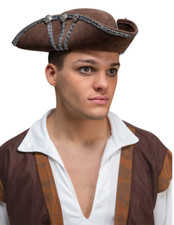 Deluxe Brown Pirate Hat Mens