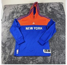 Adidas New York Knicks Jersey Hoodie Sweatshirt Men's L Orange Blue Pullover