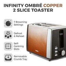 Tower T20038COP Infinity Ombré 2 Slice Toaster 900W Copper