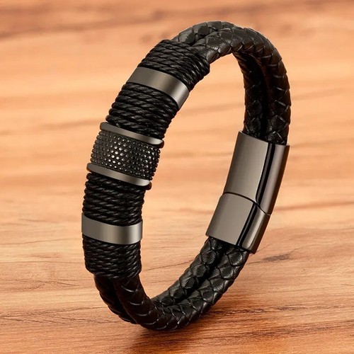 Vintage woven leather rope - woven,