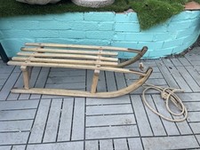 Vintage Wooden Davos Sleigh With Rope To Steer 