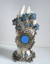 Vintage Light Blue Afghan antique hand-piece, Afghan jewellery, ring,Bracelet