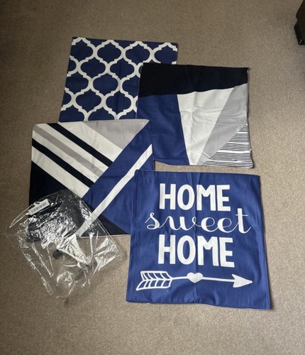 Set blue white cushion - 4, &