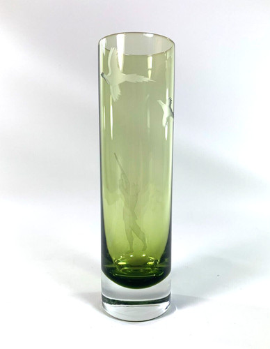 Green vase etched - vase,