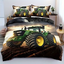 Green tractor quilt cover - 3d,