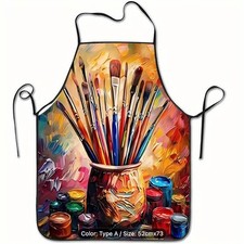 FUN ART BRUSH AND PAINT CAN DESIGN PRINTED FINE ARTIST PROTECTIVE APRON