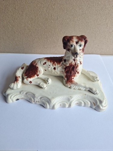 Antique staffordshire red dog - red,