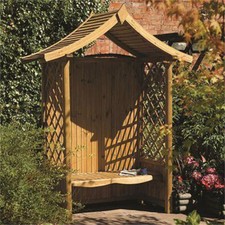 Rowlinson Tenbury Garden Arbour Bench Seat with Lattice Pressure Treated