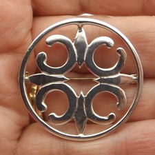 Vintage sterling silver circular brooch St Magnus Cross design by Ortak Scottish