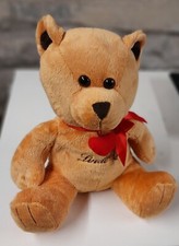 12" Lindt Bear - Teddy Bear Red Ribbon Bow & Heart Soft Plush Toy Zipped Pouch