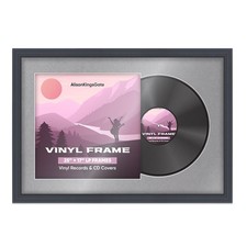 12" Vinyl Record Frame Wall Album Art Display Frame for LP Cover Step Dark Grey