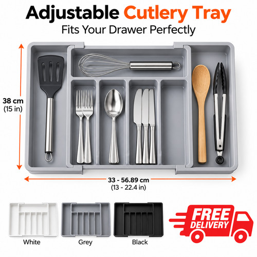 Extendable cutlery tray - extendable,