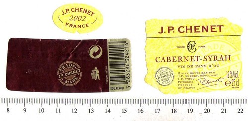 French wine label jp chenet - wine,