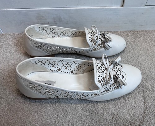 Dune white leather ballet - white,