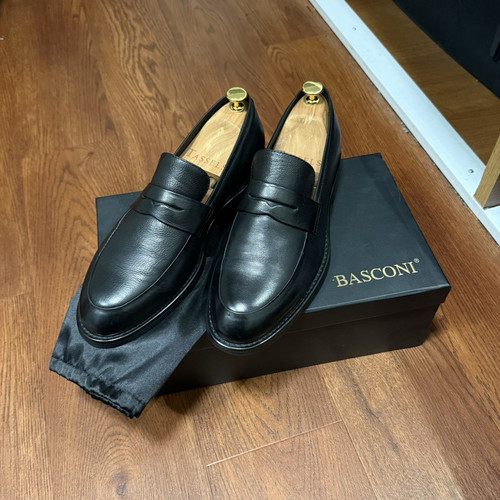 Basconi black penny loafers - basconi,