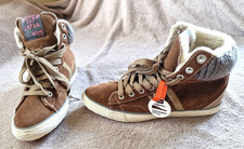 Ladies SUPERDRY Trainers Size 5 UK Brown Suede Hammer High Hi-Top Wedge NEW Tag