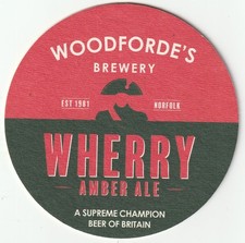 BEER MAT - WOODFORDE'S NORFOLK ALES - WHERRY AMBER ALE - (Cat No 039) - (2017)