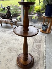 Turned Oak Smokers Stand Floor Standing Ashtray Candle Holder Side Table