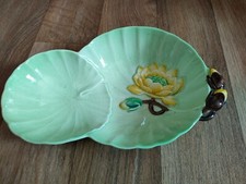 CARLTON WAR WATER LILY DESIGN GREEN OVAL SERVING BOWL, 1939/40.