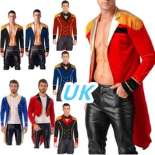 UK Men's Halloween Circus Ringleader Costume Lion Tamer Showman Tailcoat Jackets