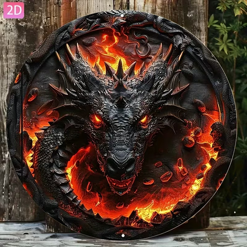 Wooden fire dragon design wall - wooden,