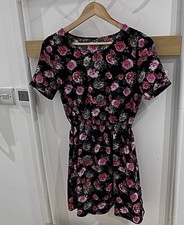 Black Floral Skater mini Dress
