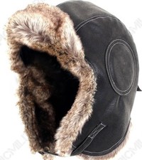 Black Pilot Leather Ushanka -