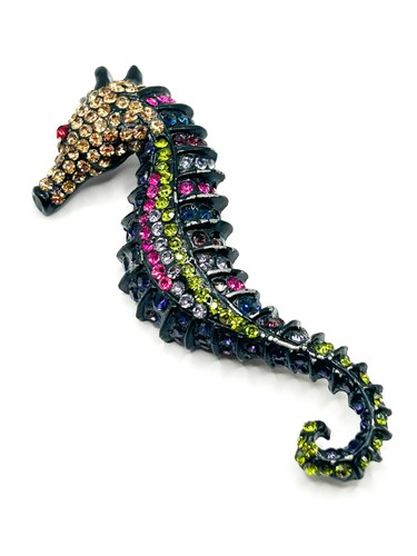 Large rhinestone seahorse - rhinestone,