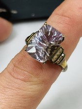 TJC gilded silver,kunzite(?) and zircons ring UK size P new with tag(tarnished)