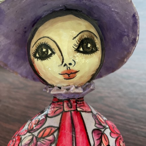 Vtg paper papier mache lady - vtg,