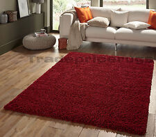 SMALL-EXTRA LARGE THICK SHAGGY SHAG PILE DARK RED BURGUNDY RUG CLEARANCE