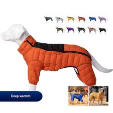 Dog Coat Warm Jacket, 4 Legs Covered Waterproof Windproof Reflective Dog Pajamas
