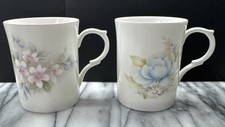 Kingsbury Floral Fine Bone China Mugs x2 Made In England (Pink) See Info Please.