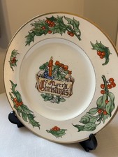 Rare Vintage 1940s Walter R Duff Yuletide Christmas Plate Holly Mistletoe 10.5”