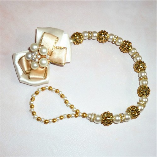 Gold shamballa pearl diamante - gold,