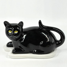 Ceramic Black Cat Butter Dish