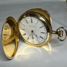 17j 12s Waltham 25 Years 14k Pocket Watch Full Hunter Case Tricolor Runs