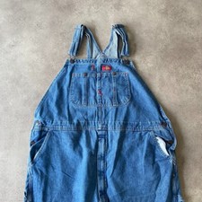 Dickies Dungarees Mens 44" Denim Y2K Carpenter Workwear Overalls, Washed Blue