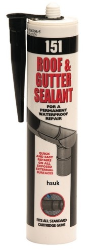 Black roof and gutter sealant - gutter,