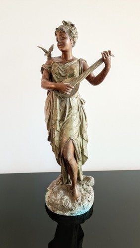 Large antique painted spelter - antique,