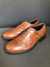 Barratts Oxford Cap Toe Brown Leather Shoes UK 10 Smart Formal Dress Lace Ups