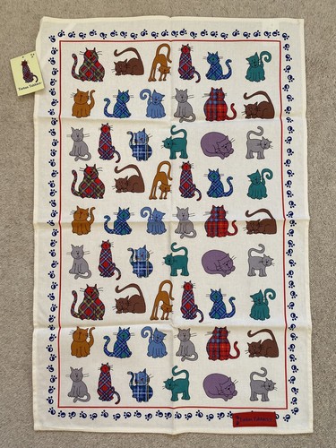 Tartan tabbies cat cotton - cotton, tea