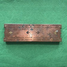 Antique Folk Art Cribbage Board Dated 1925