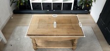 Rustic Extendable Solid Oak Coffee Table with Storage Shelf
