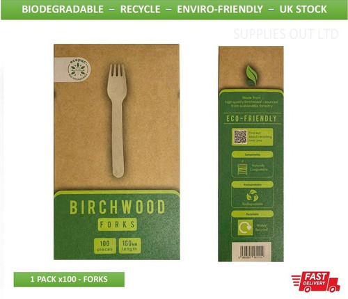 100x wooden forks cutlery - 100x,