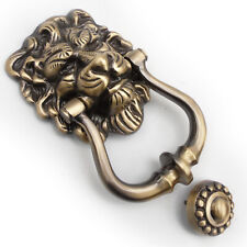 A Large Heavy Vintage Period Ornate Aged Solid Brass Lions Head Door Knocker 